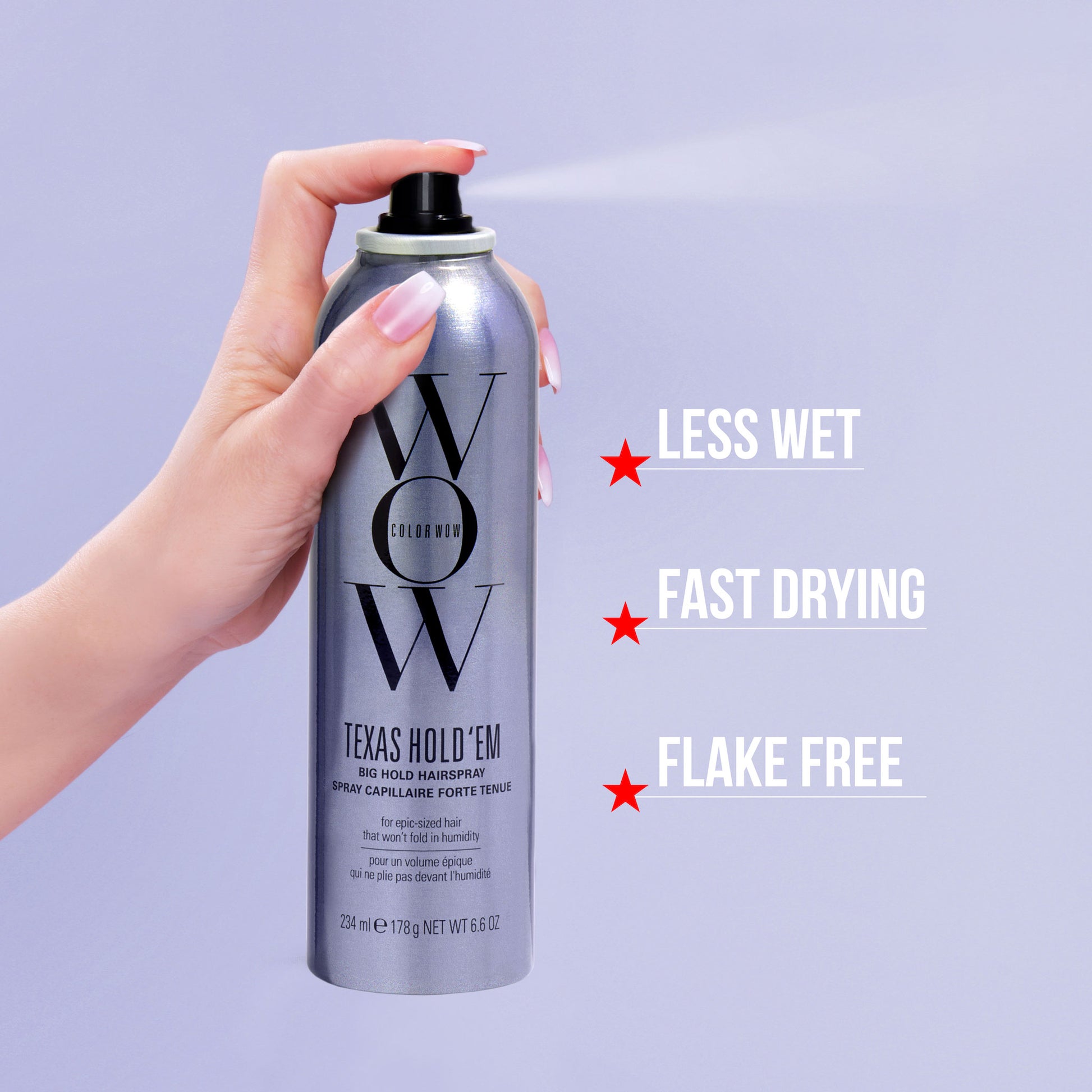 Color Wow Texas Hold 'Em Strong Hold Hairspray: Less Wet, Fast Drying, Flake Free
